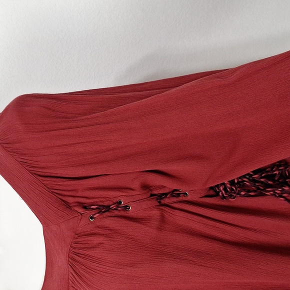 Jessica Simpson Rosewood Bailey Long Sleeve Boho Romantic Lace Up Blouse Size 1X - Picture 8 of 14